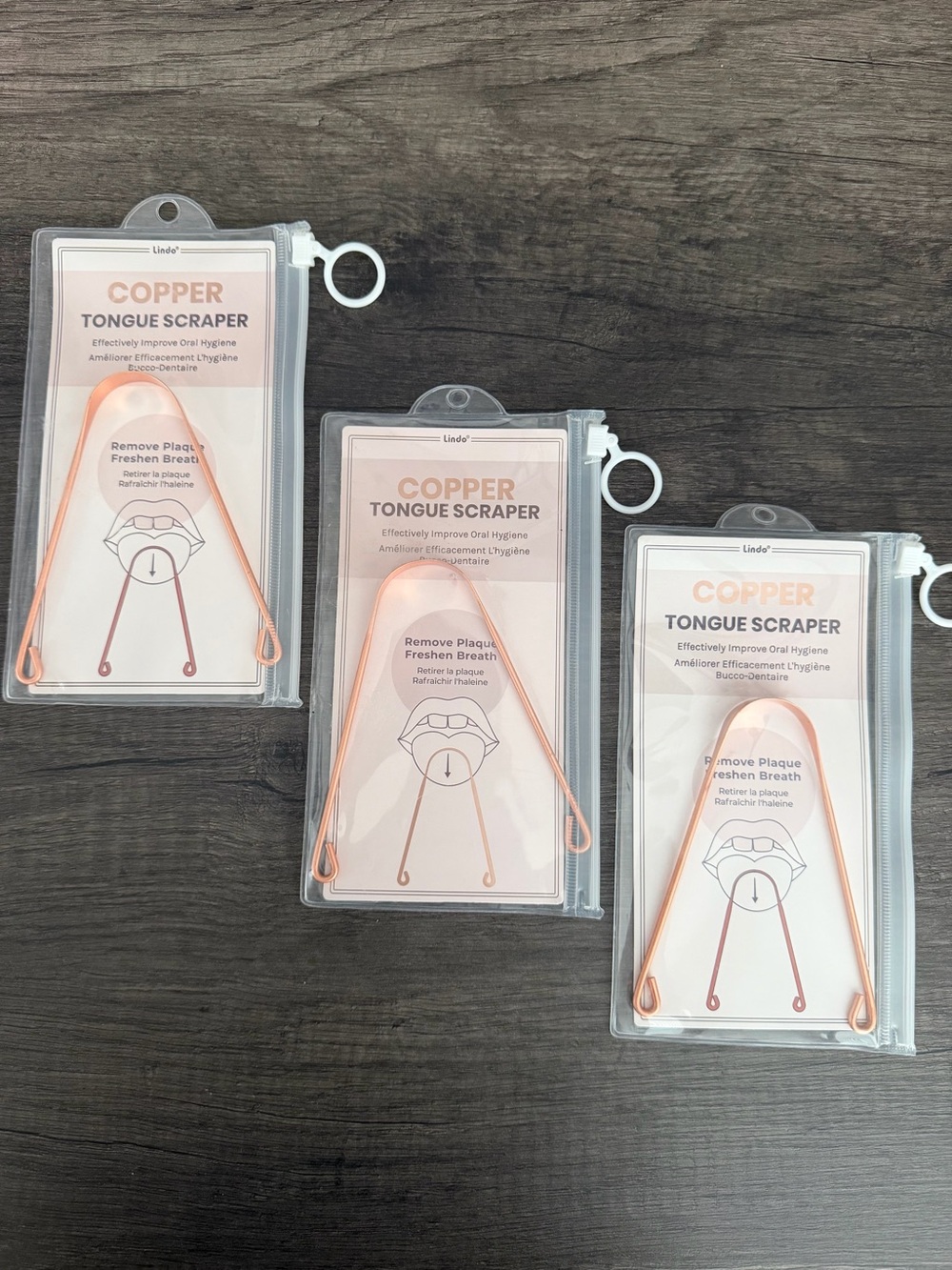 Lindo Pure Copper Tongue Scraper (Lot of 3) - Brand New in Package